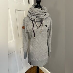 Large Gray Double Cowl Naketano Tunic Sweatshirt
